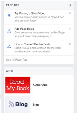 right hand sidebar of author/fan page of Mae Clair displaying the Facebook Author Aoo